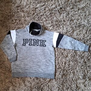 Victoria's Secret PINK sherpa Fleece Lined cowl neck gray sweatshirt Size small.